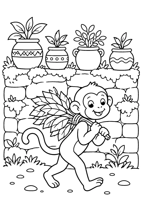 Monkey Carrying Leaves