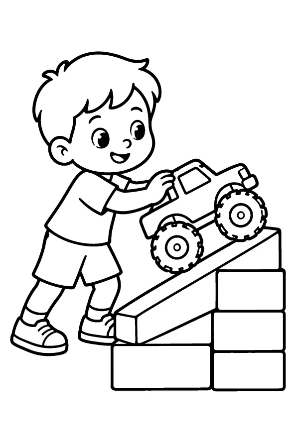 Boy And Truck Ramp