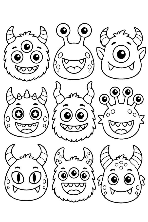 Monster Faces Grid