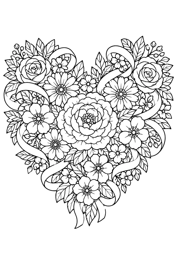 Floral Ribbon Heart