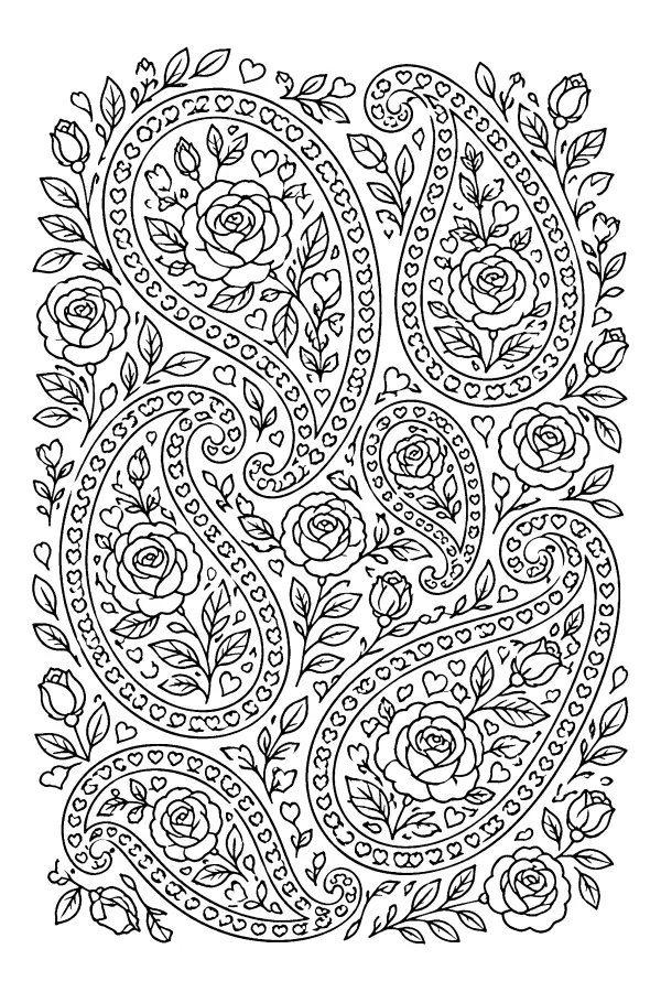 Heart Paisley Roses