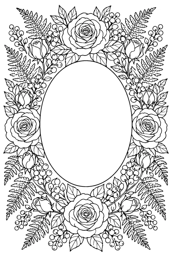 Rose Berry Oval Frame