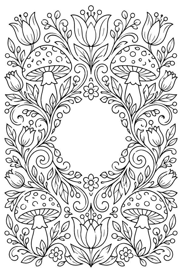 Floral Mushroom Frame