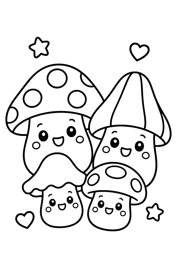 Happy Mushroom Family