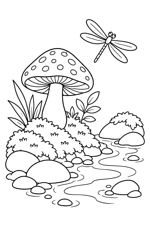 Mushroom Stream Scene