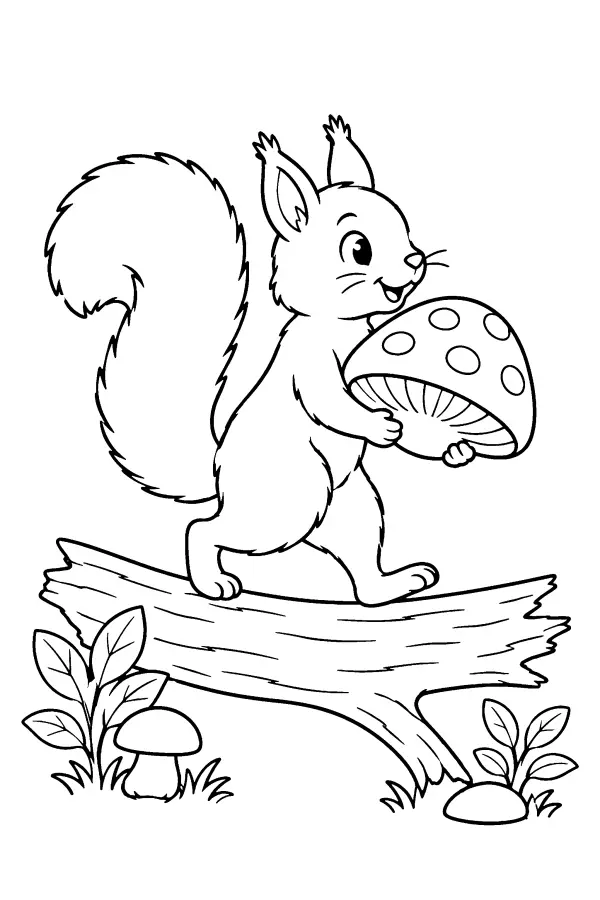 Squirrel With Mushroom