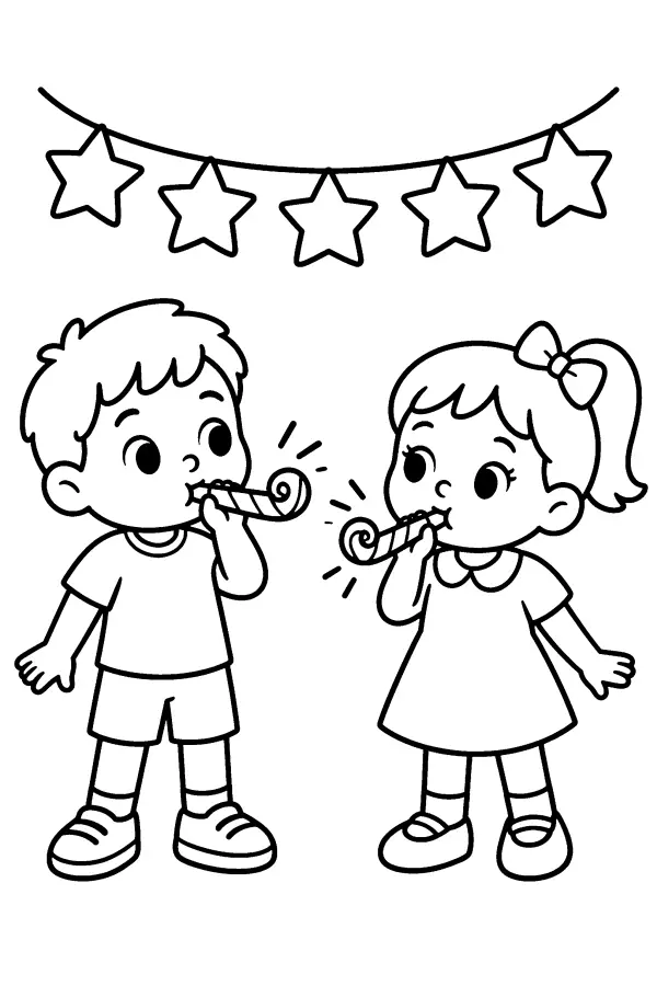 Children Under Star Garland