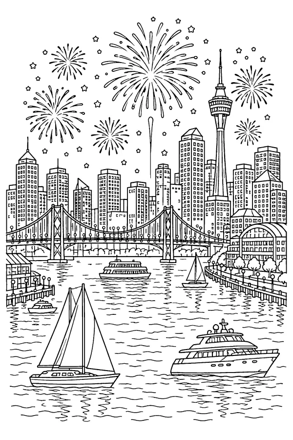 Midnight Harbor Skyline