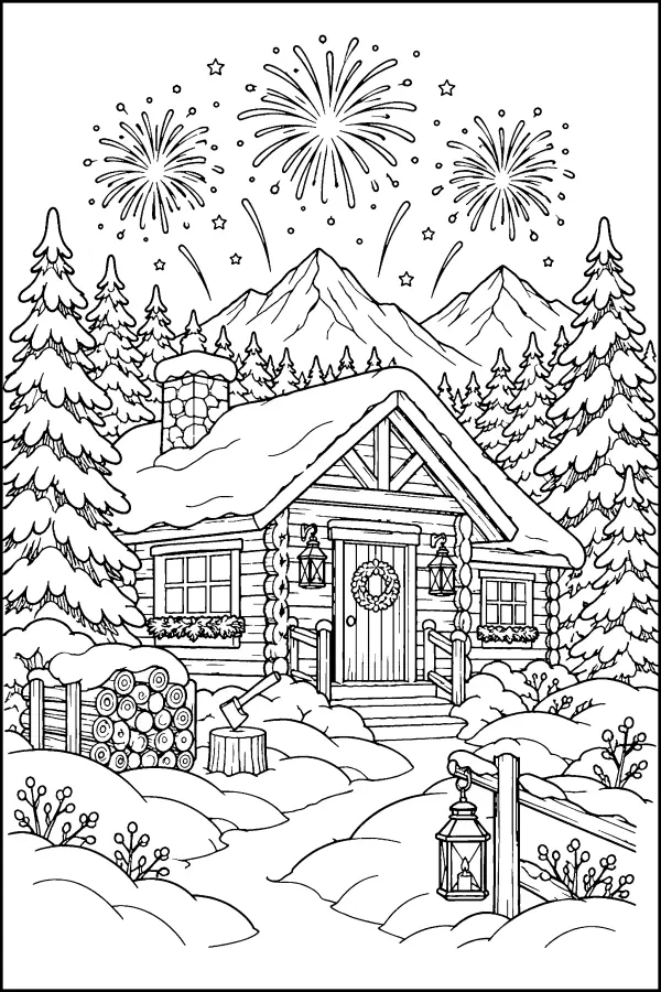 Mountain Cabin Night
