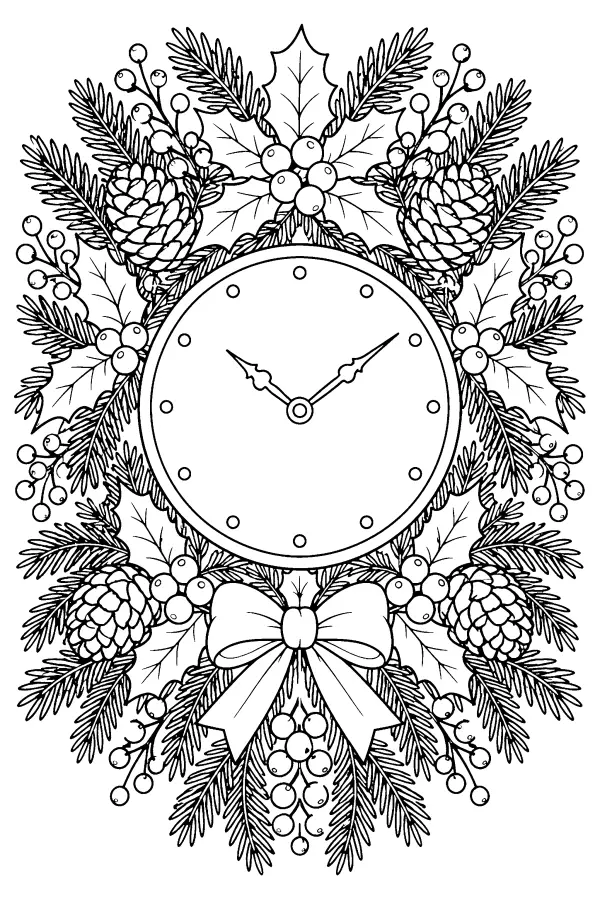 Pine Holly Clock Wreath