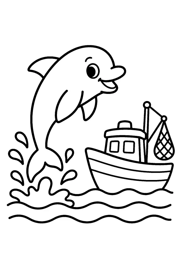 Dolphin And Boat