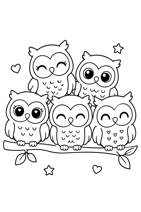 Owl Friends On Branch