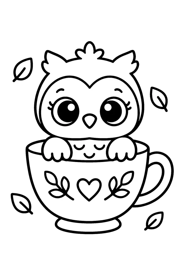 Owl Teacup Peeking