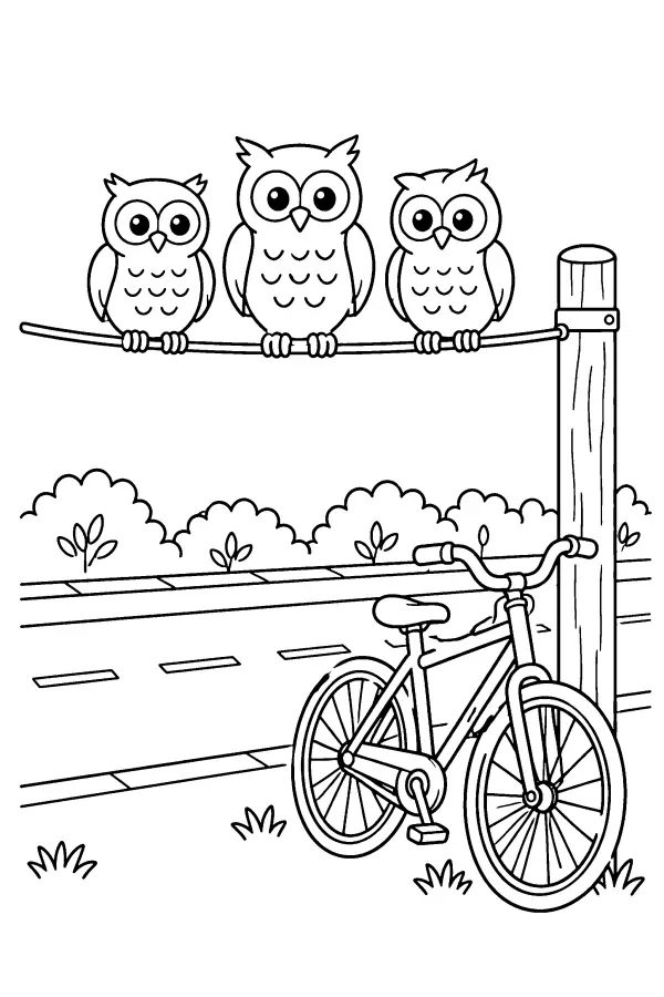 Owl Trio By Road