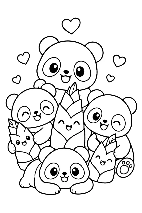 Panda Bamboo Hearts