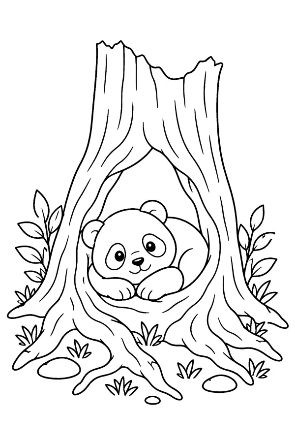 Panda In Tree Hollow