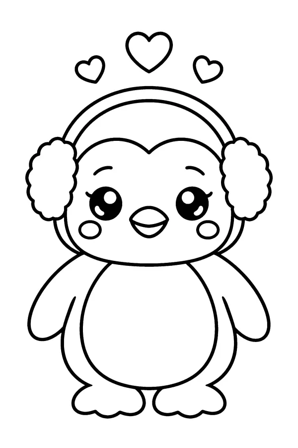 Earmuff Penguin Hearts
