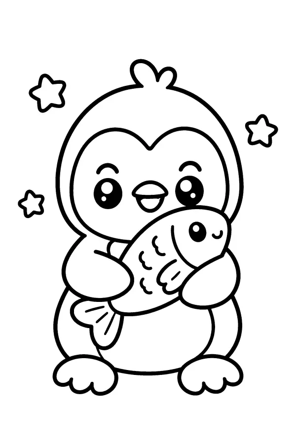 Penguin Hugging Fish