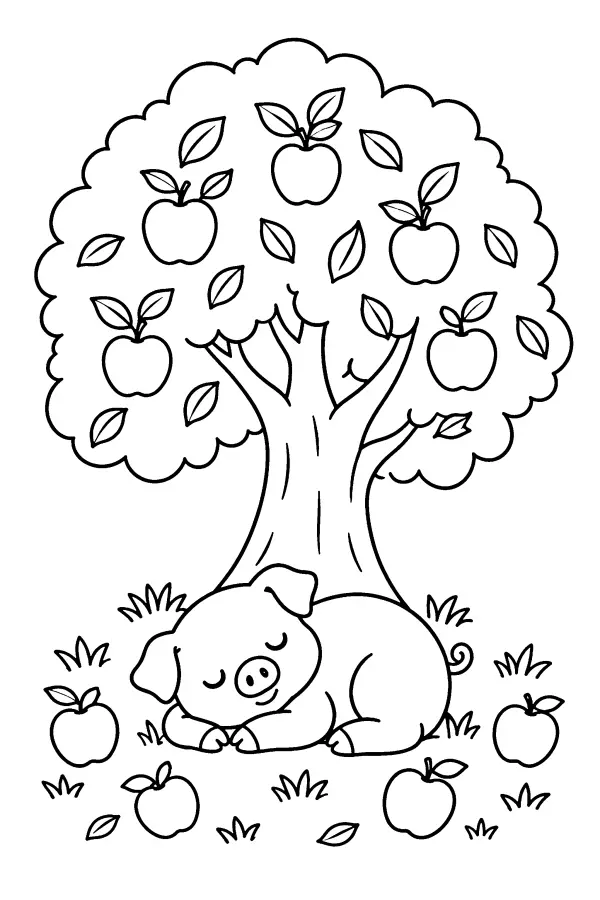 Pig Beneath Apple Tree