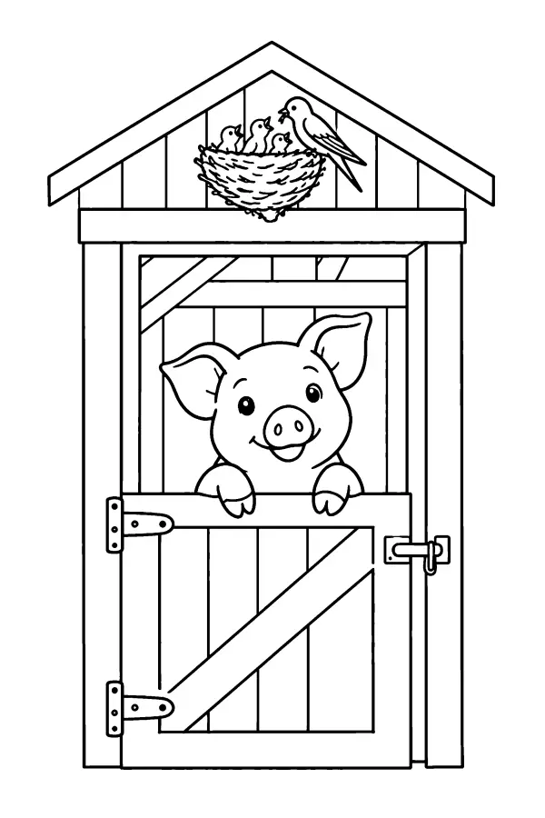 Pig in Barn Door