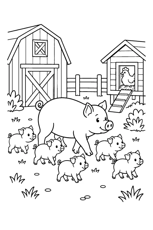 Sow And Piglets
