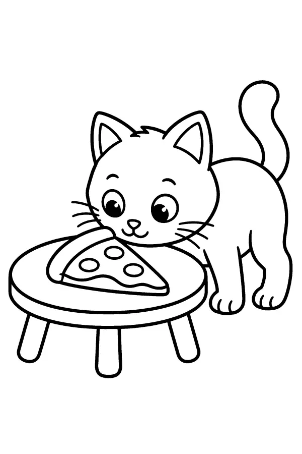 Cat And Pizza Table