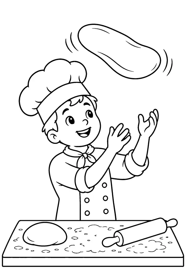Chef Tossing Dough