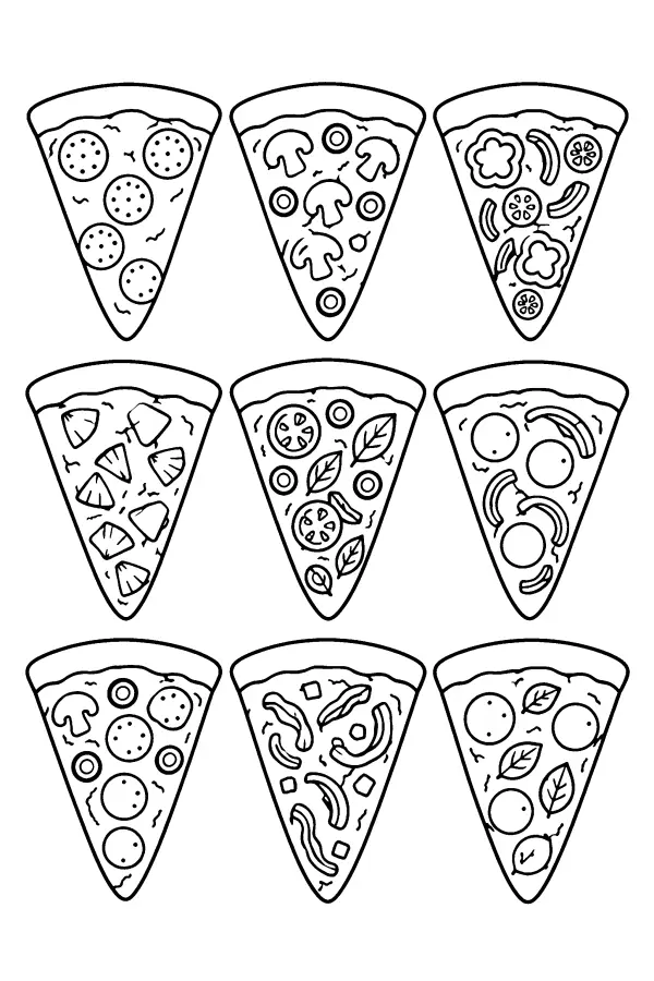 Nine Pizza Slices