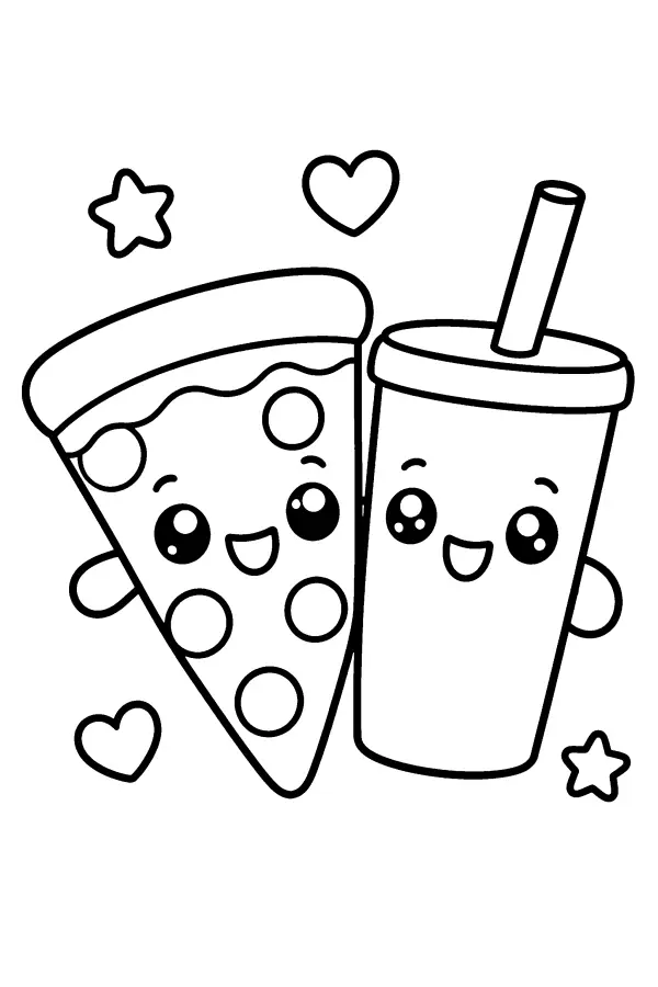 Pizza And Drink Friends
