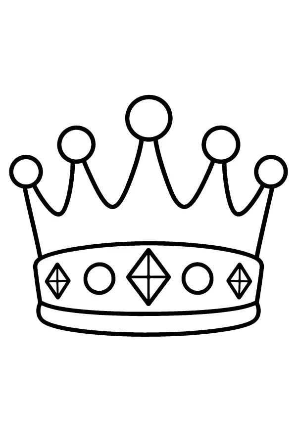 Coloriage d’une couronne de princesse à cinq pointes