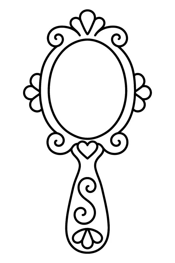Dessin à colorier d’un miroir de princesse orné