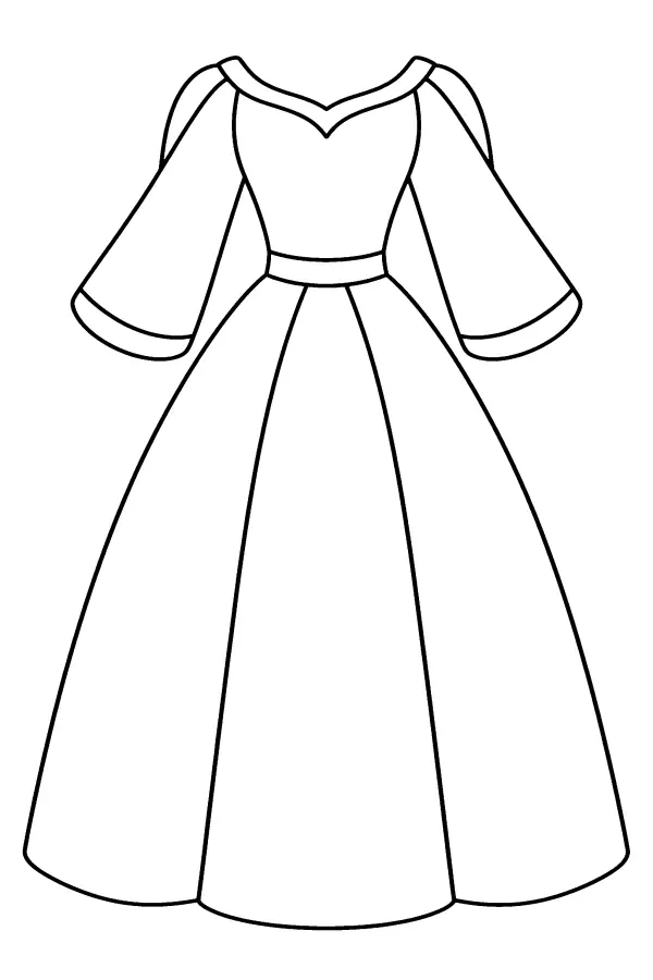 Coloriage d’une robe de princesse à panneaux libres