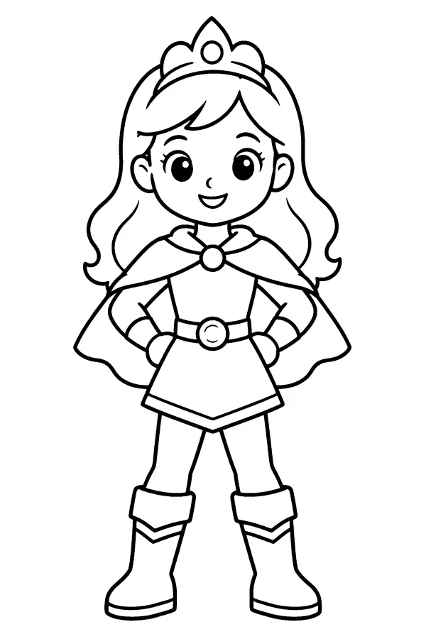 Coloriage facile d’une princesse aventurière