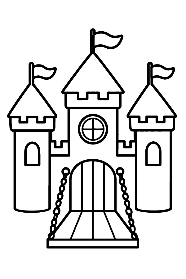 Dessin à colorier d’un château de princesse à trois tours