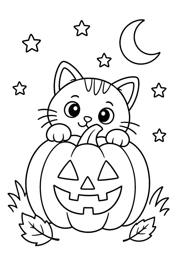 Cat Behind a Pumpkin