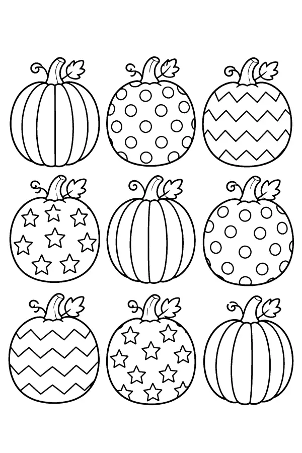 Nine Patterned Pumpkins