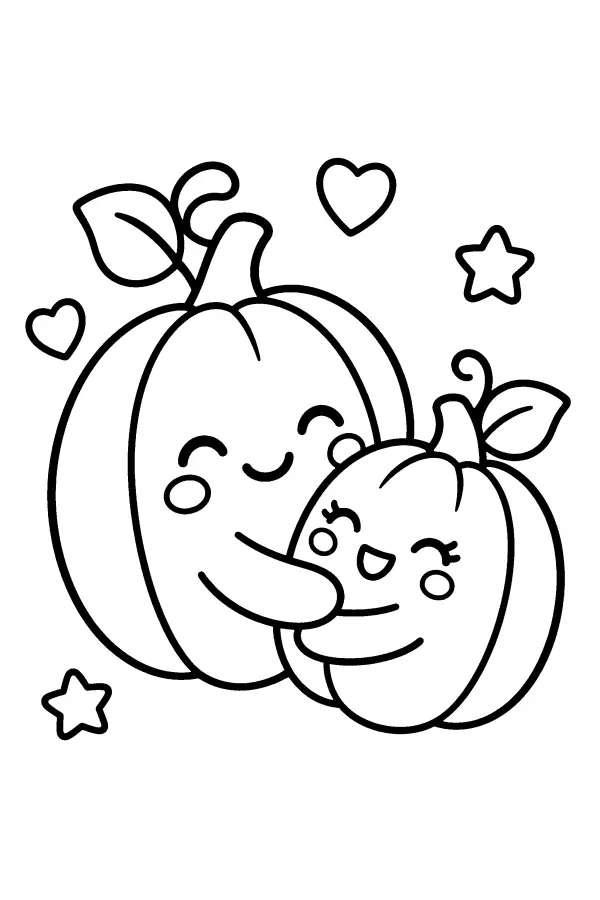 Two Pumpkins Hugging