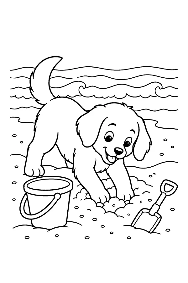Beach Digging Puppy