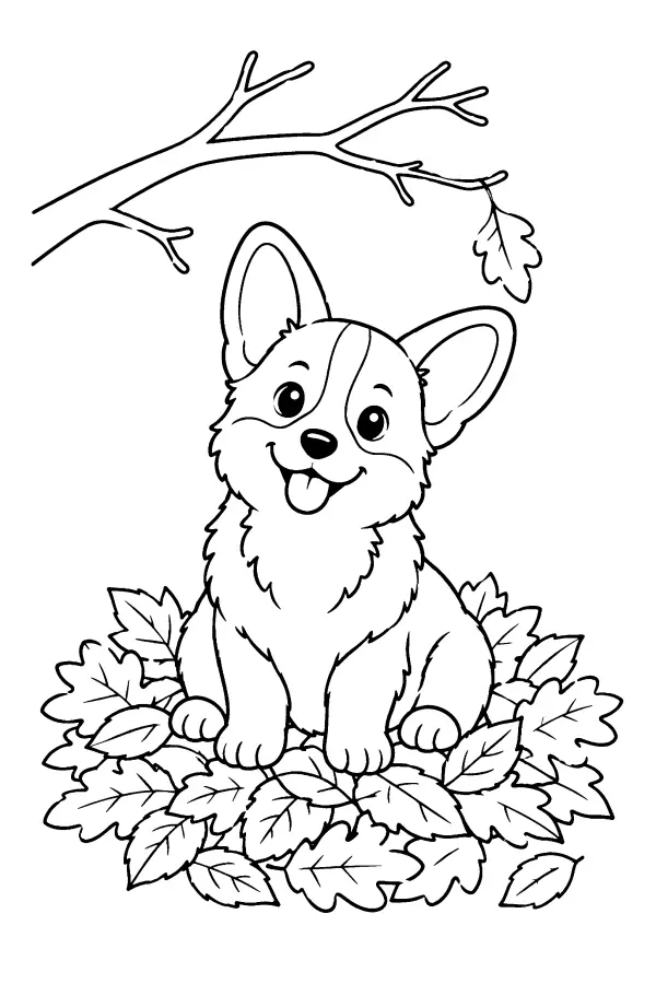 Corgi In Leaves