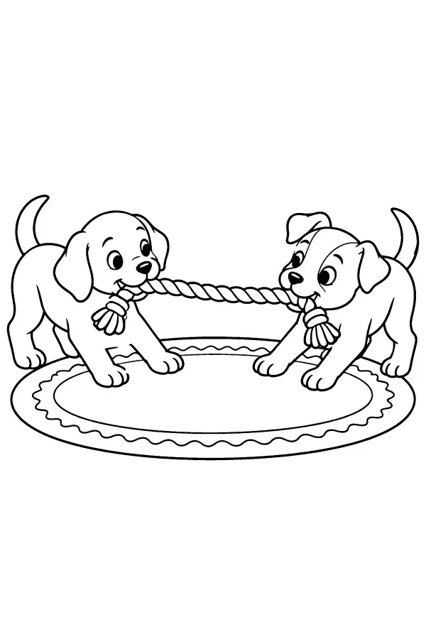 Puppies Tugging Rope