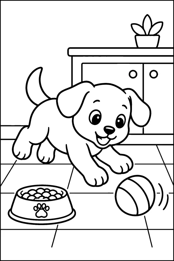 Puppy And Rolling Ball