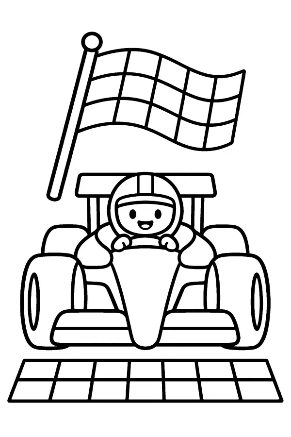 Coloriage d’une voiture de course à l’arrivée