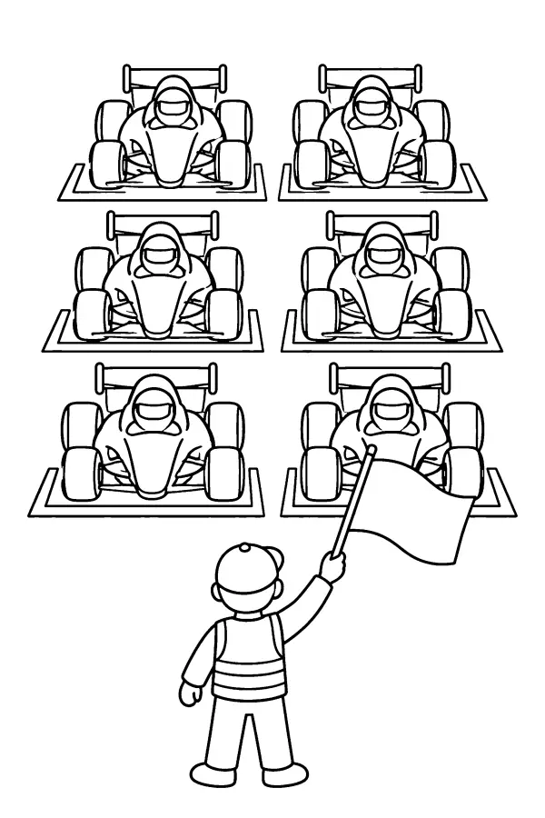 Coloriage d’une grille de départ de voitures de course
