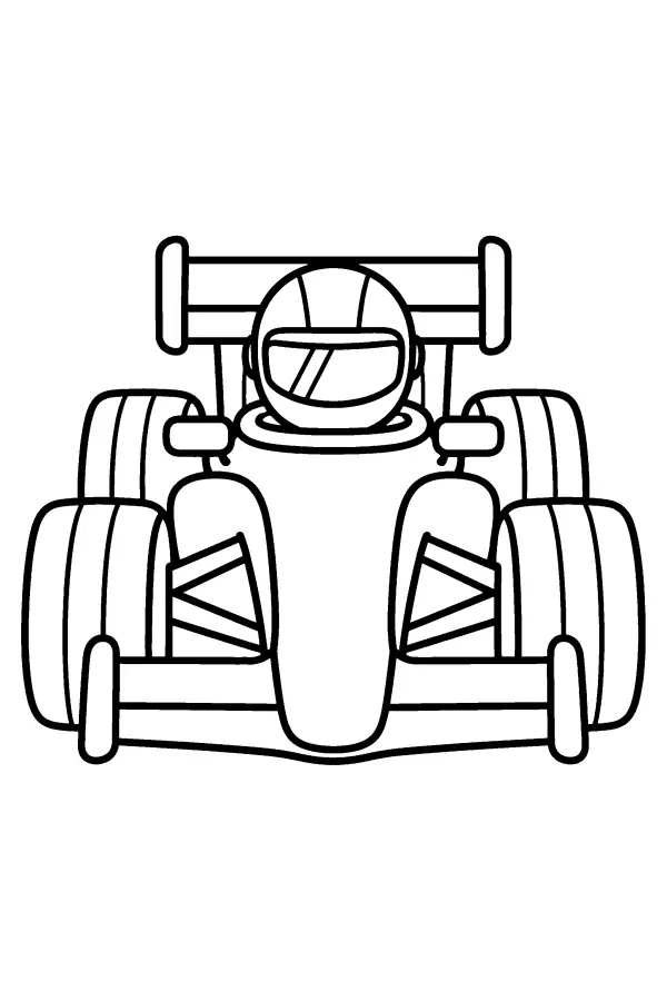 Dessin à colorier d’une voiture de course et de son pilote