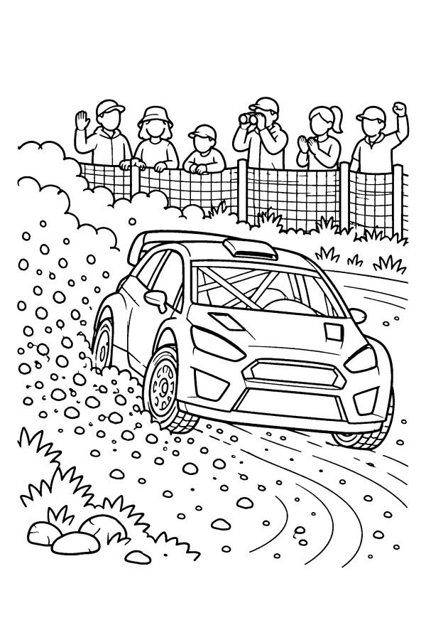 Dessin à colorier d’une voiture de course en rallye