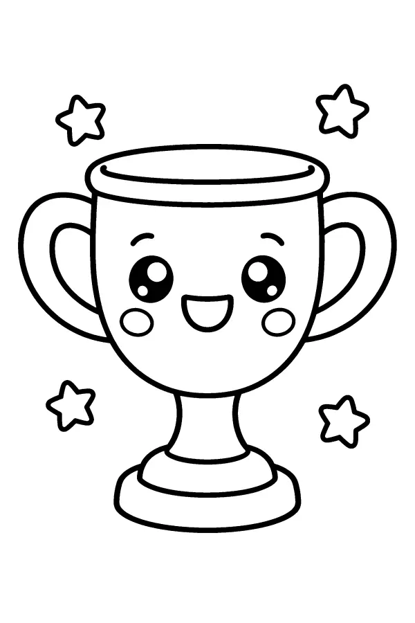 Coloriage d’un trophée souriant de voiture de course