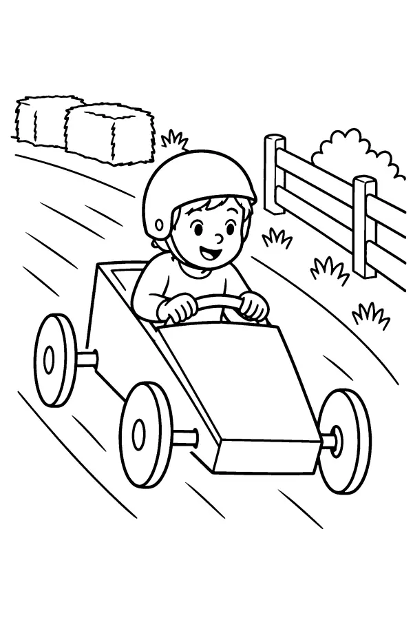 Dessin à colorier d’une caisse à savon de course
