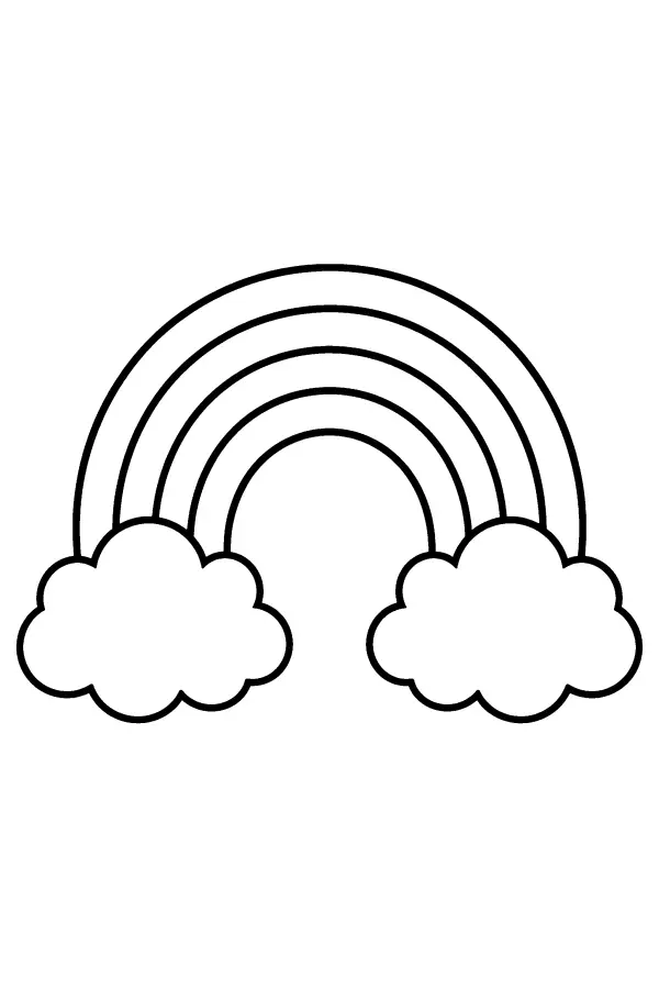 Coloriage facile d’un arc-en-ciel avec nuages