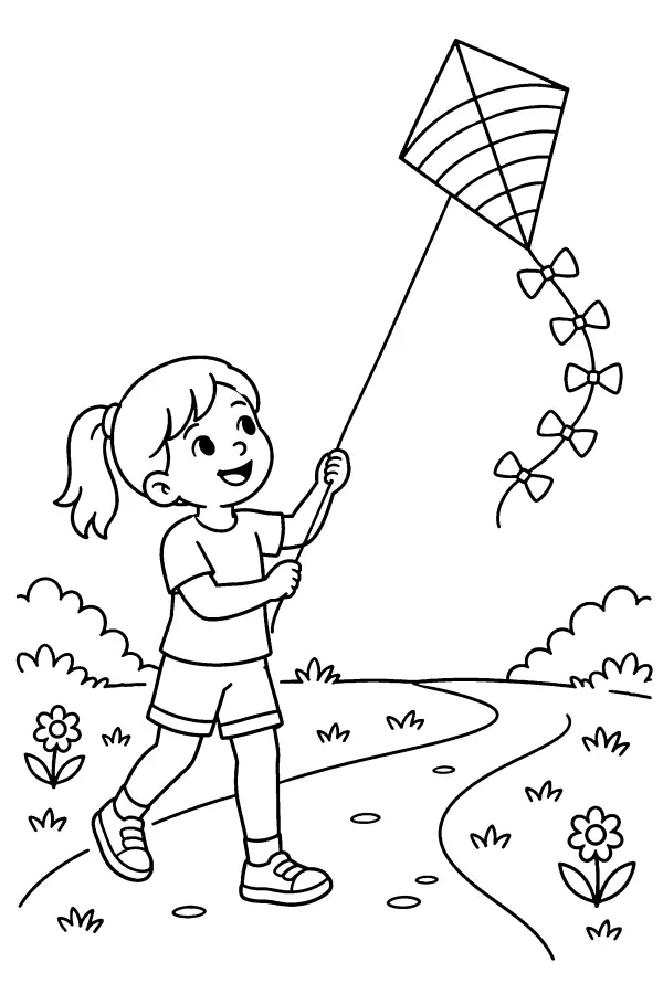 Coloriage d’un cerf-volant aux couleurs arc-en-ciel