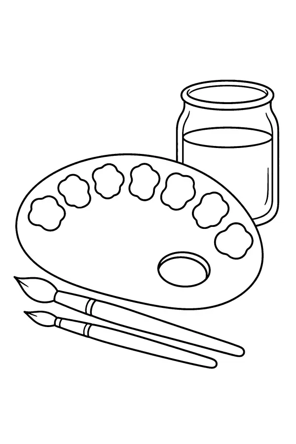 Coloriage d’une palette aux couleurs d’arc-en-ciel